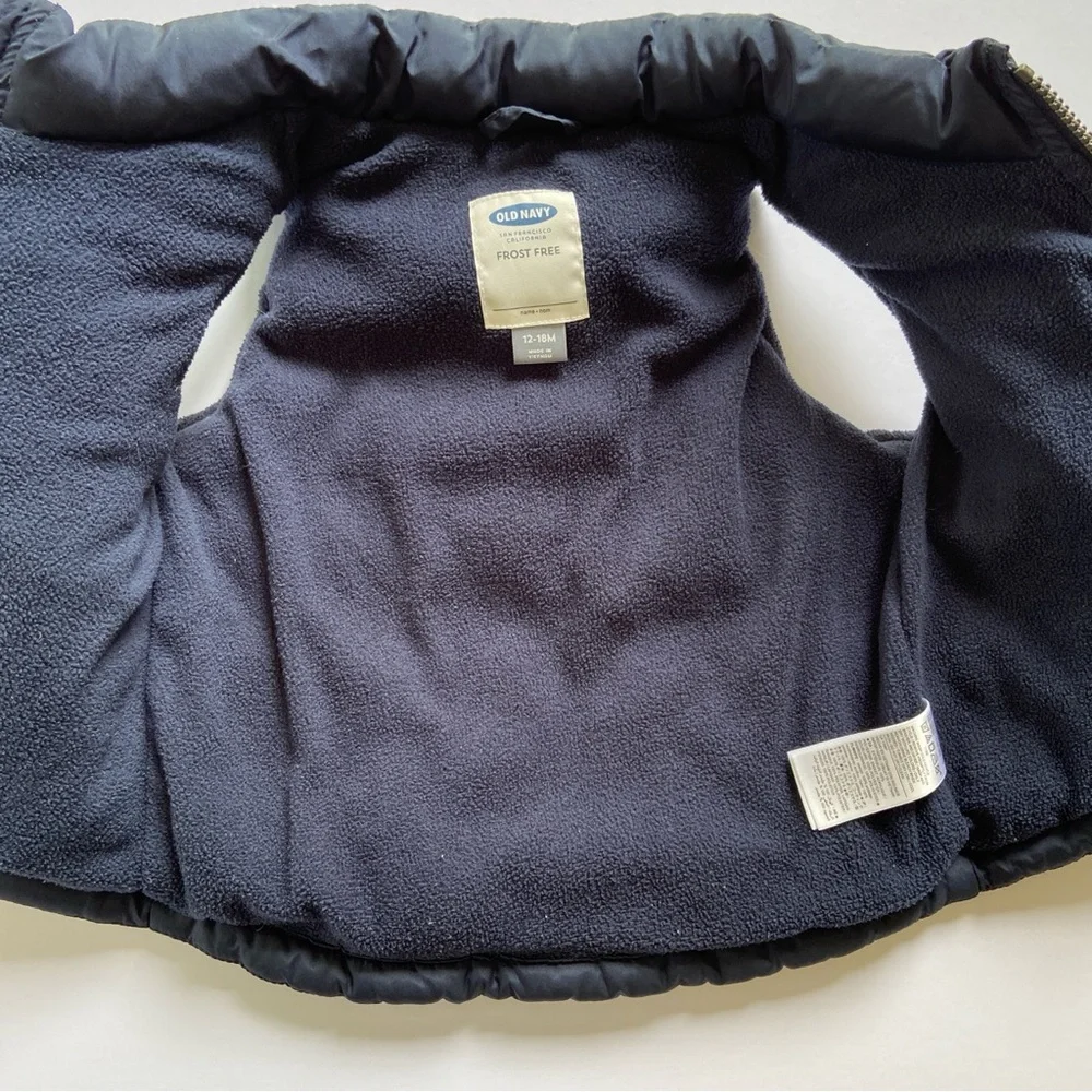 Old Navy Toddler Frost Free Puffy Vest Navy Blue 12-18m